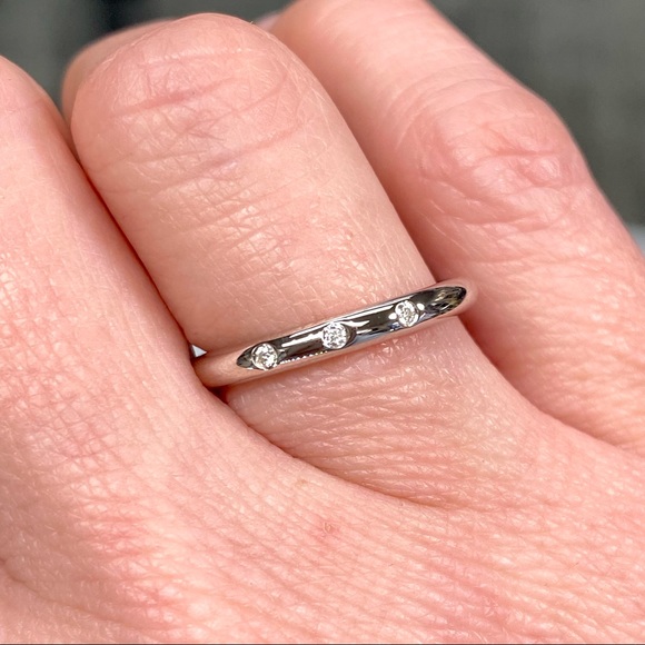 3 Stone Diamond Moissanite Stacking Wedding Band Ring - Picture 2 of 11